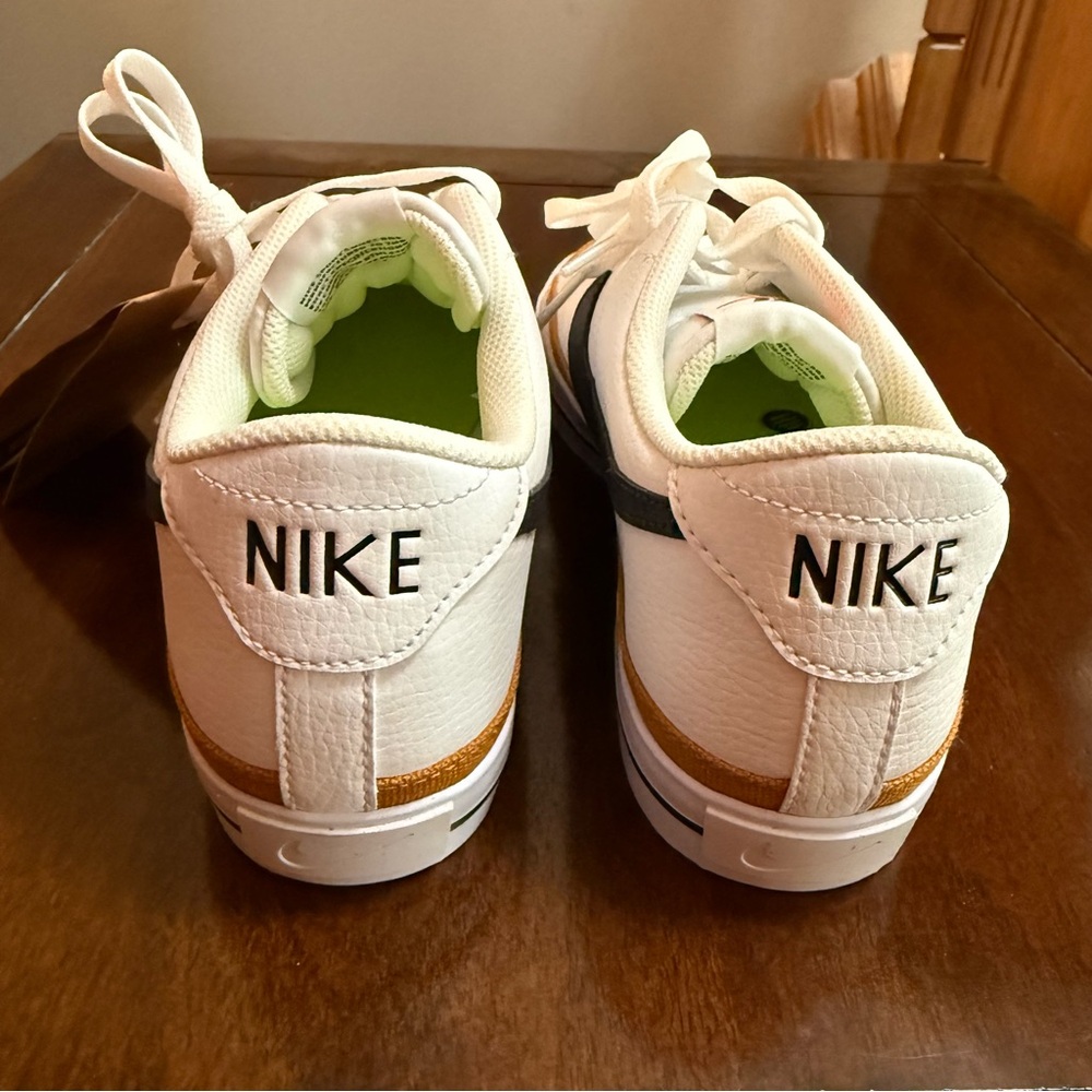 Nike White and Black Sneakers with Tan Trim 10 - Picture 4 of 9